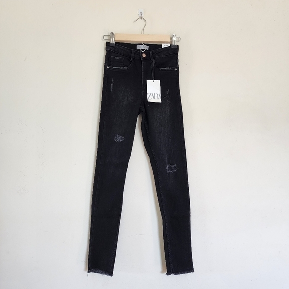 Zara High-Rise Skinny Jeans Raw Hem NWT  Youth size 13-14 - Picture 1 of 6
